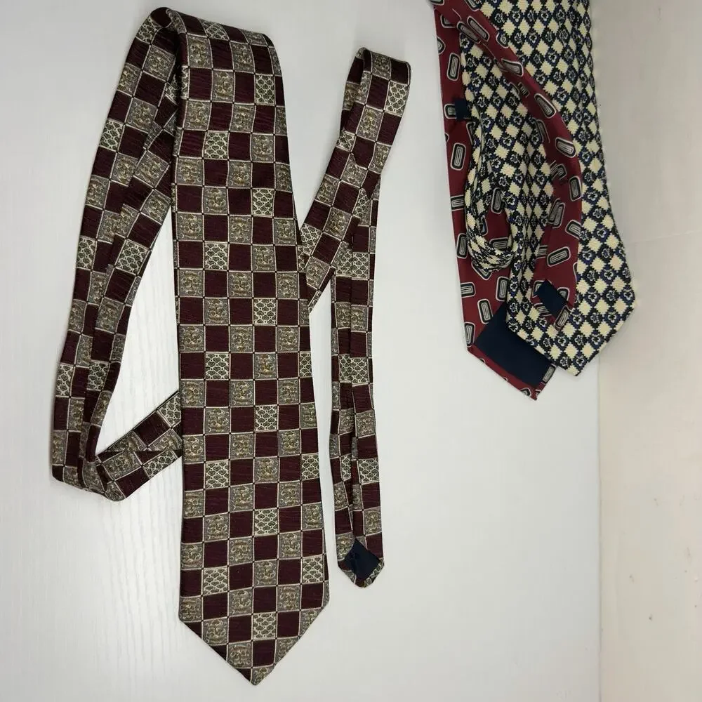 Brooks Brothers 3 Silk Ties Vintage Madder USA Preppy Heritage Geometric